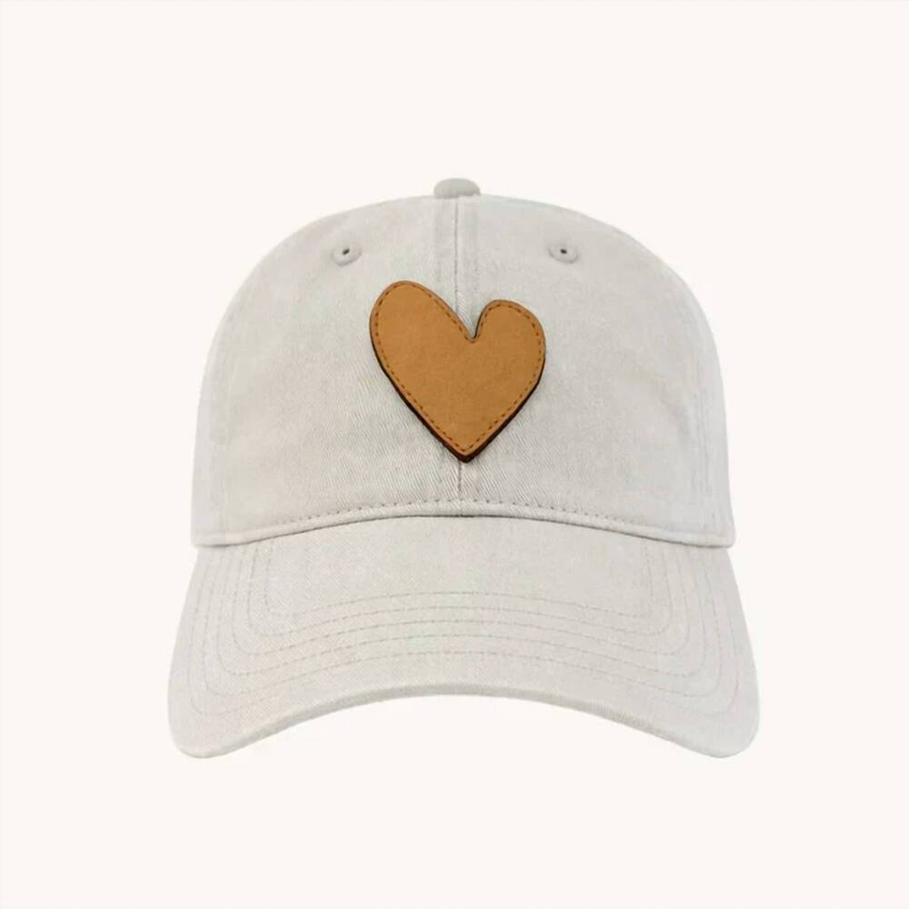 NEW KERRI ROSENTHAL women's imperfect leather hat in light gray/camel heart